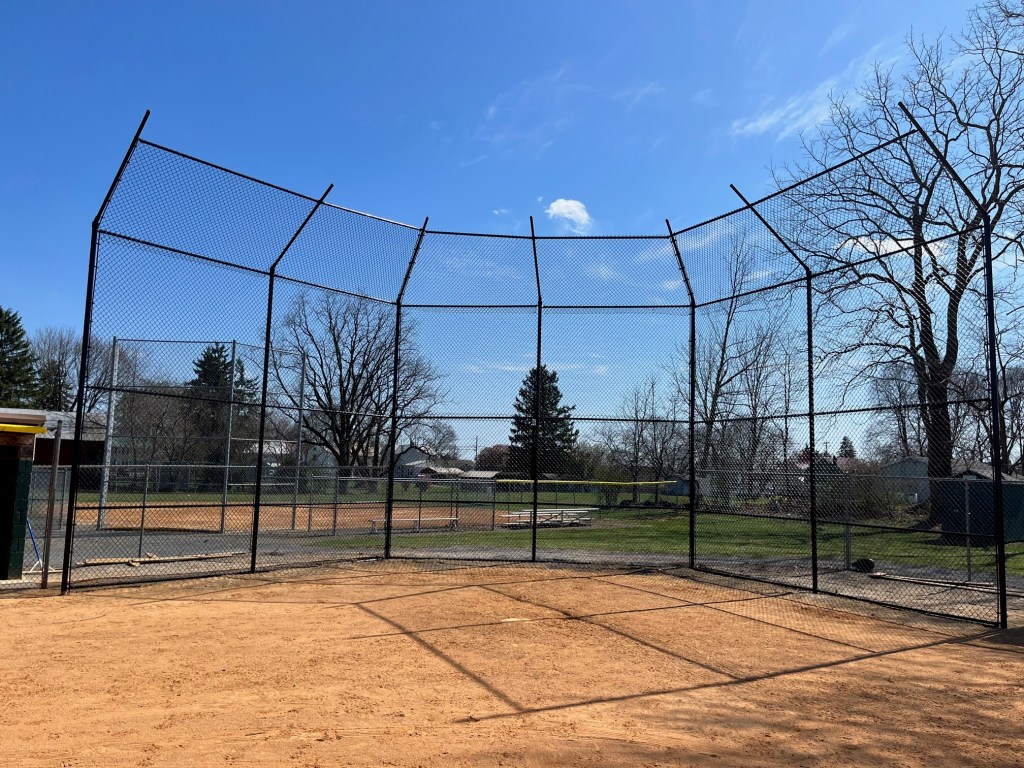 This is a commercial chain link backstop.